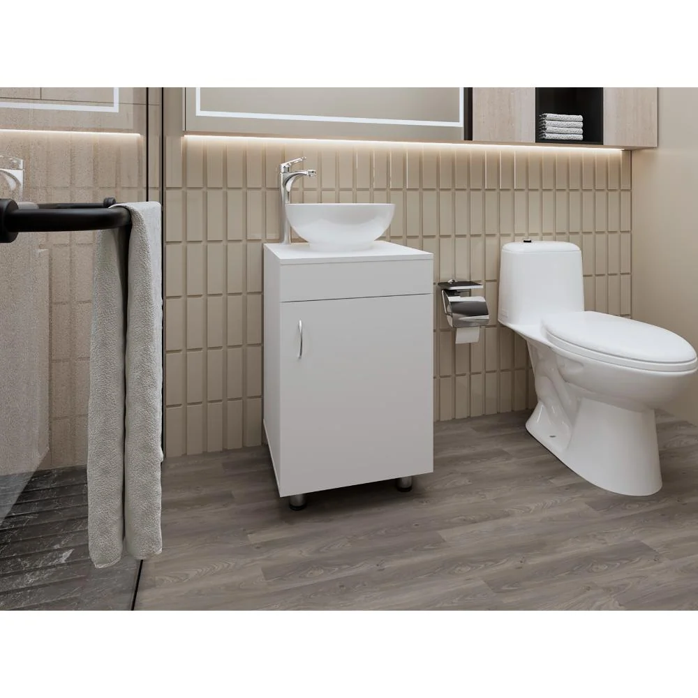 Mueble Lavamanos Tacna, Blanco Kronos, Incluye Lavamanos Vassel Sabina ZF Virtual Muebles ZF