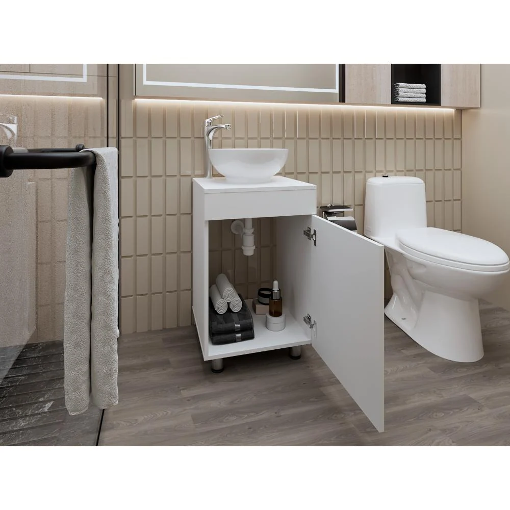 Mueble Lavamanos Tacna, Blanco Kronos, Incluye Lavamanos Vassel Sabina ZF Virtual Muebles ZF