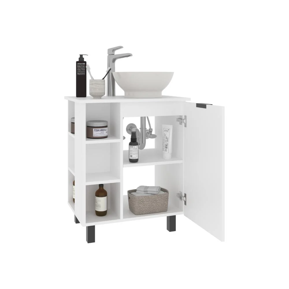 Mueble Para Lavamanos Alegra, Blanco Duqueza, Incluye Lavamanos Vessel Sabina ZF Virtual Muebles ZF