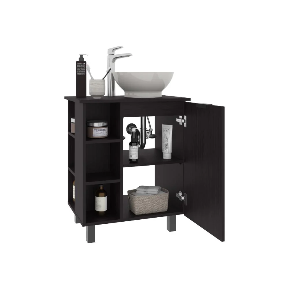 Mueble Para Lavamanos Alegra, Wengue, Incluye Lavamanos Vessel Sabina ZF Virtual Muebles ZF
