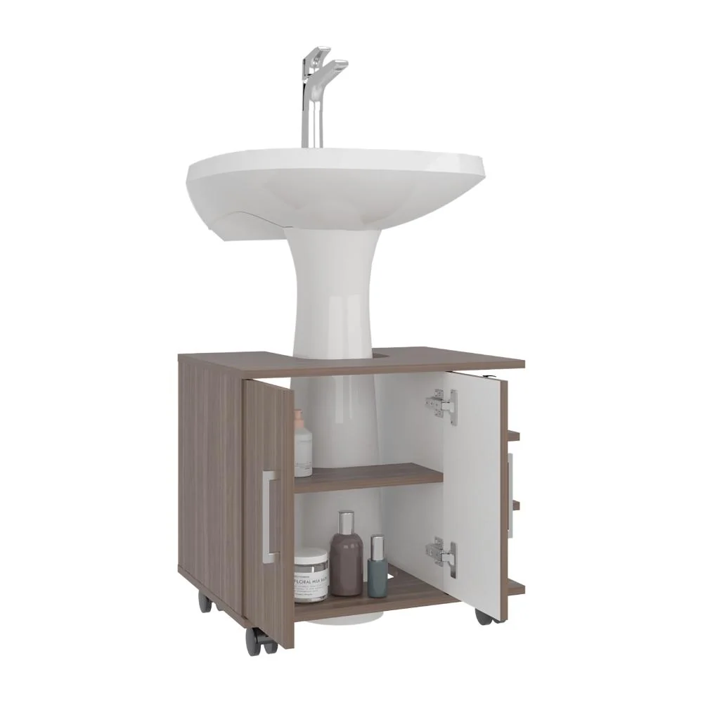 Mueble para Lavamanos Aqua, Avellana, con Rodachines Para Su Fácil Desplazamiento ZF Virtual Muebles ZF