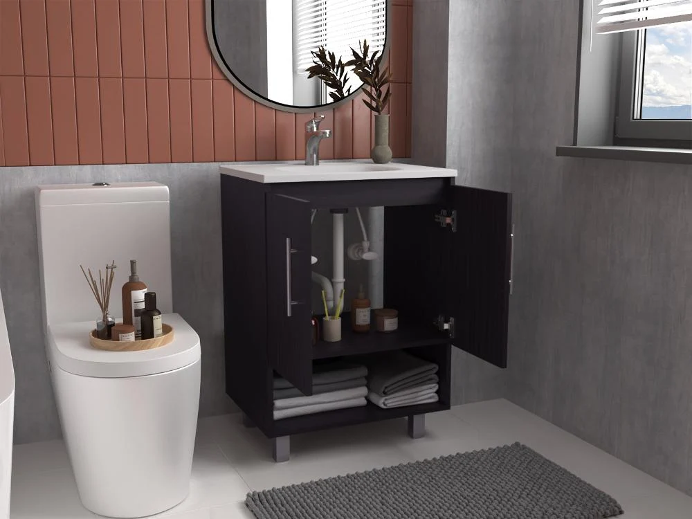 Mueble para Lavamanos Aqua, Wengue, Incluye Lavamanos Praia 60x45 ZF Virtual Muebles ZF