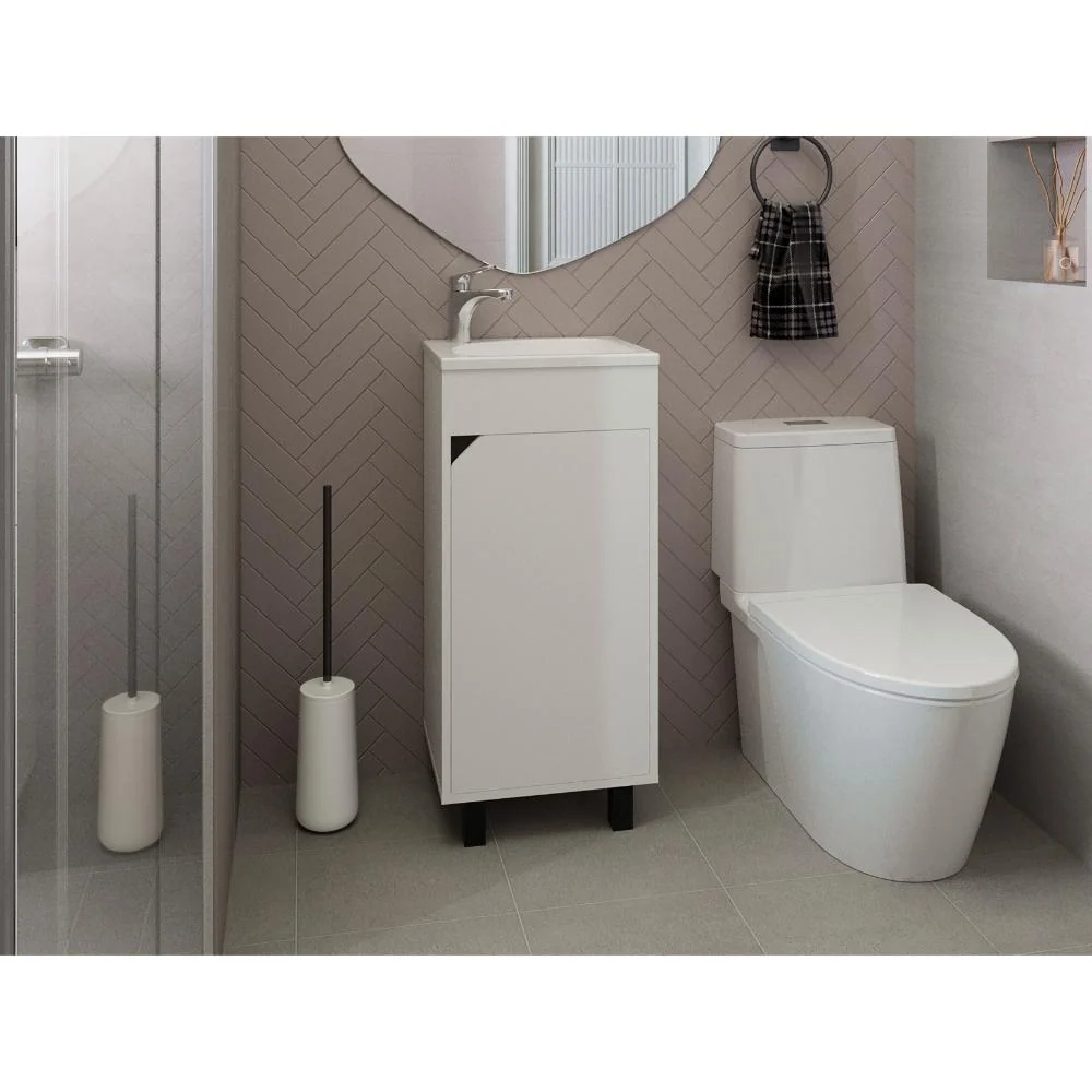 Mueble Para Lavamanos Betel, Blanco, Incluye Lavamanos Plastiglas Floresta 40 ZF Virtual Muebles ZF