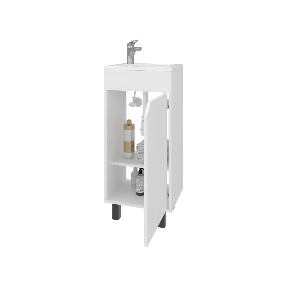 Mueble Para Lavamanos Betel, Blanco Kronos, Incluye Lavamanos Plastiglas Floresta 40 Virtual Muebles ZF