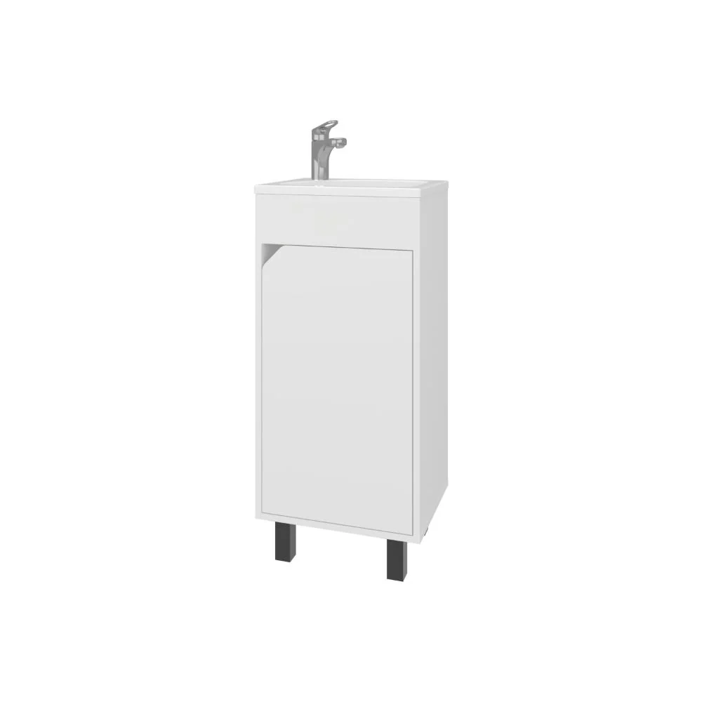 Mueble Para Lavamanos Betel, Blanco Kronos, Incluye Lavamanos Plastiglas Floresta 40 Virtual Muebles ZF