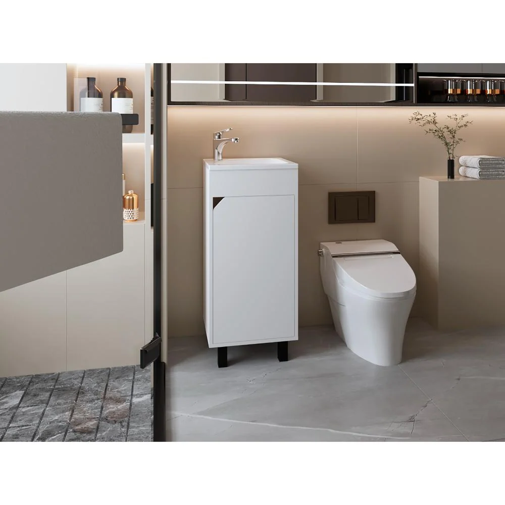 Mueble Para Lavamanos Betel, Blanco Kronos, Incluye Lavamanos Plastiglas Floresta 40 Virtual Muebles ZF