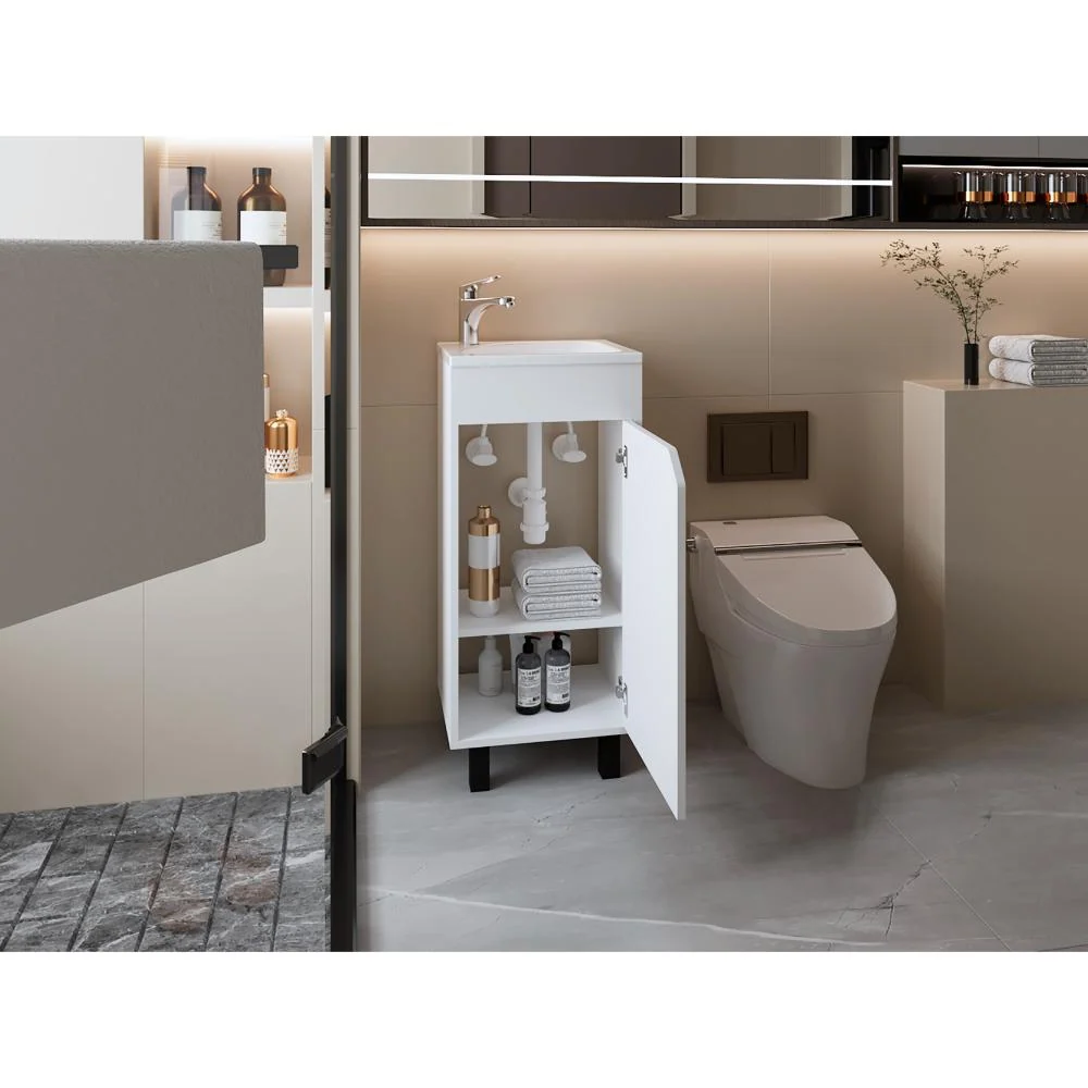 Mueble Para Lavamanos Betel, Blanco Kronos, Incluye Lavamanos Plastiglas Floresta 40 Virtual Muebles ZF