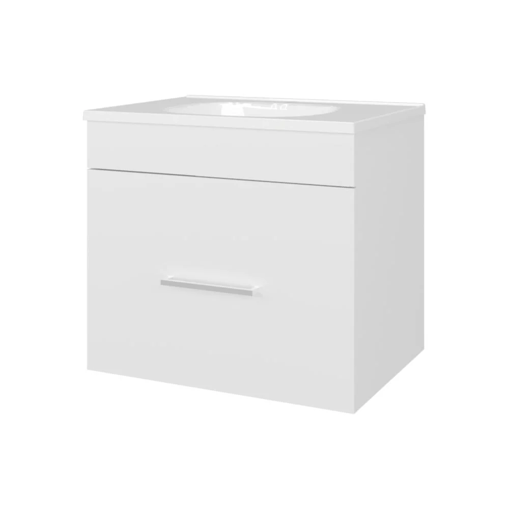 Mueble Para Lavamanos Hatta, Blanco Duqueza, Incluye Lavamanos Praia 60 ZF Virtual Muebles ZF