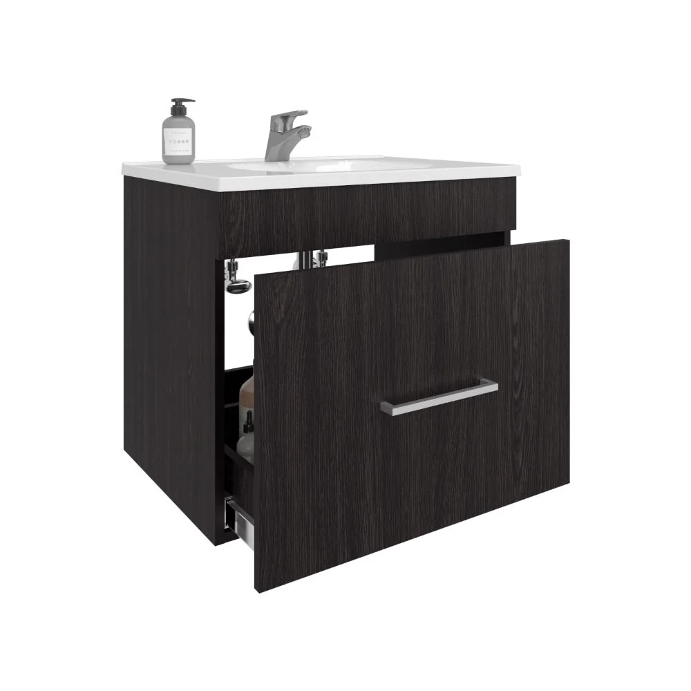 Mueble Para Lavamanos Hatta, Wengue, Incluye Lavamanos Praia 60 ZF Virtual Muebles ZF