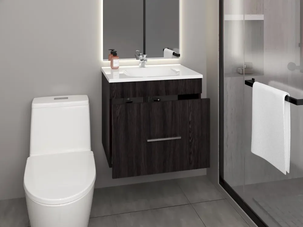 Mueble Para Lavamanos Hatta, Wengue, Incluye Lavamanos Praia 60 ZF Virtual Muebles ZF