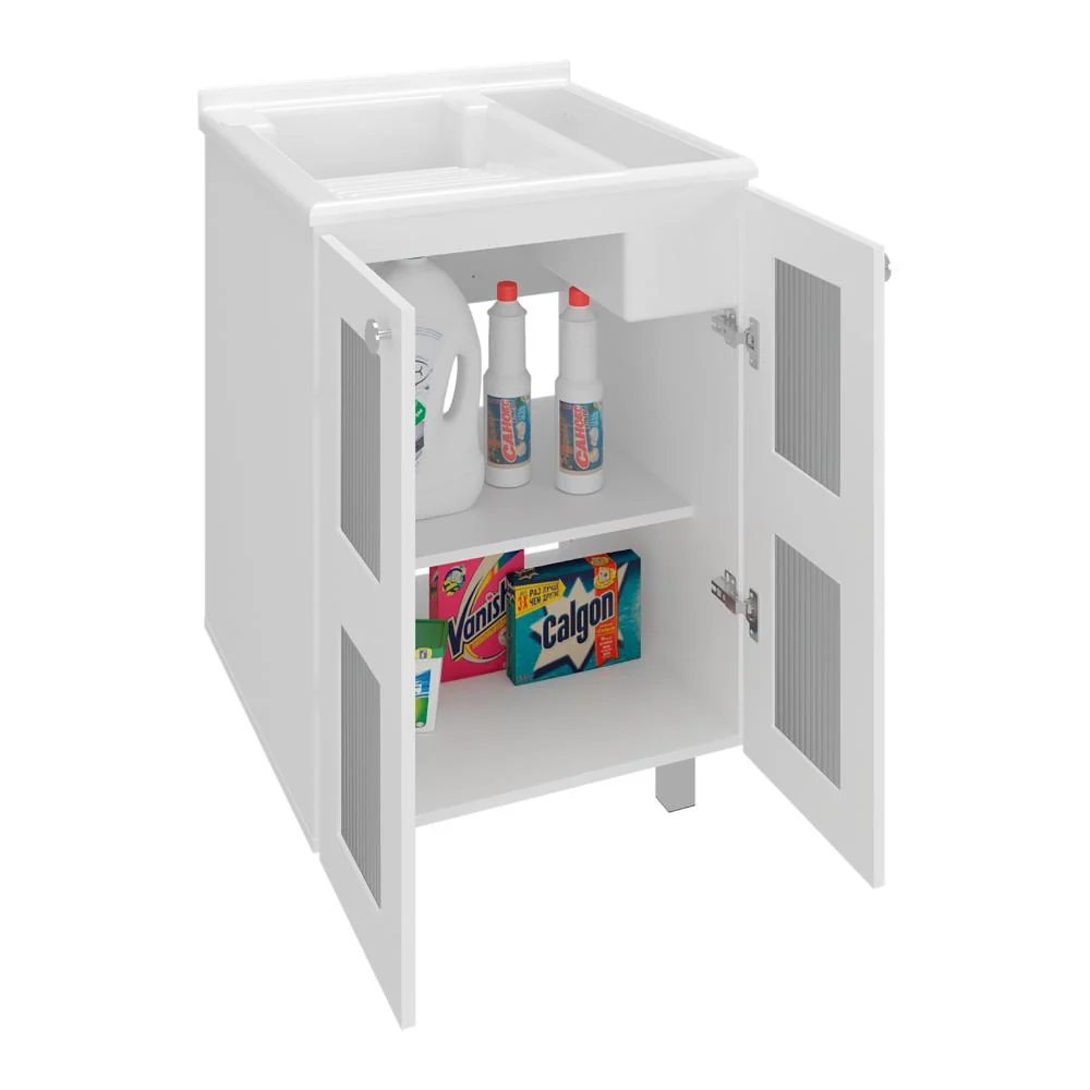 Mueble para Lavamanos Haysi, Kronos Blanco, Dos puertas abatibles y entrepaño, incluye lavamanos ZF Virtual Muebles ZF