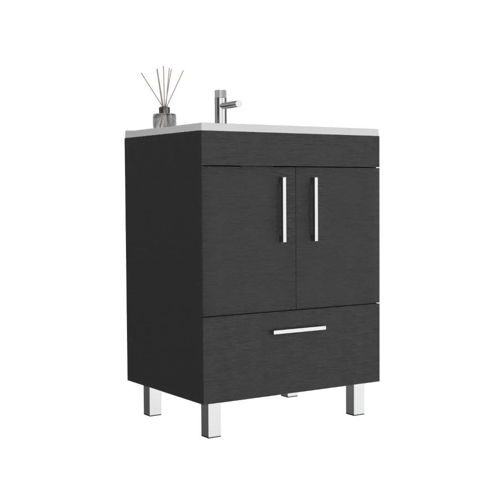 Mueble para Lavamanos Homer, Wengue, con Un Cajón y Dos Puertas Batientes ZF Virtual Muebles ZF