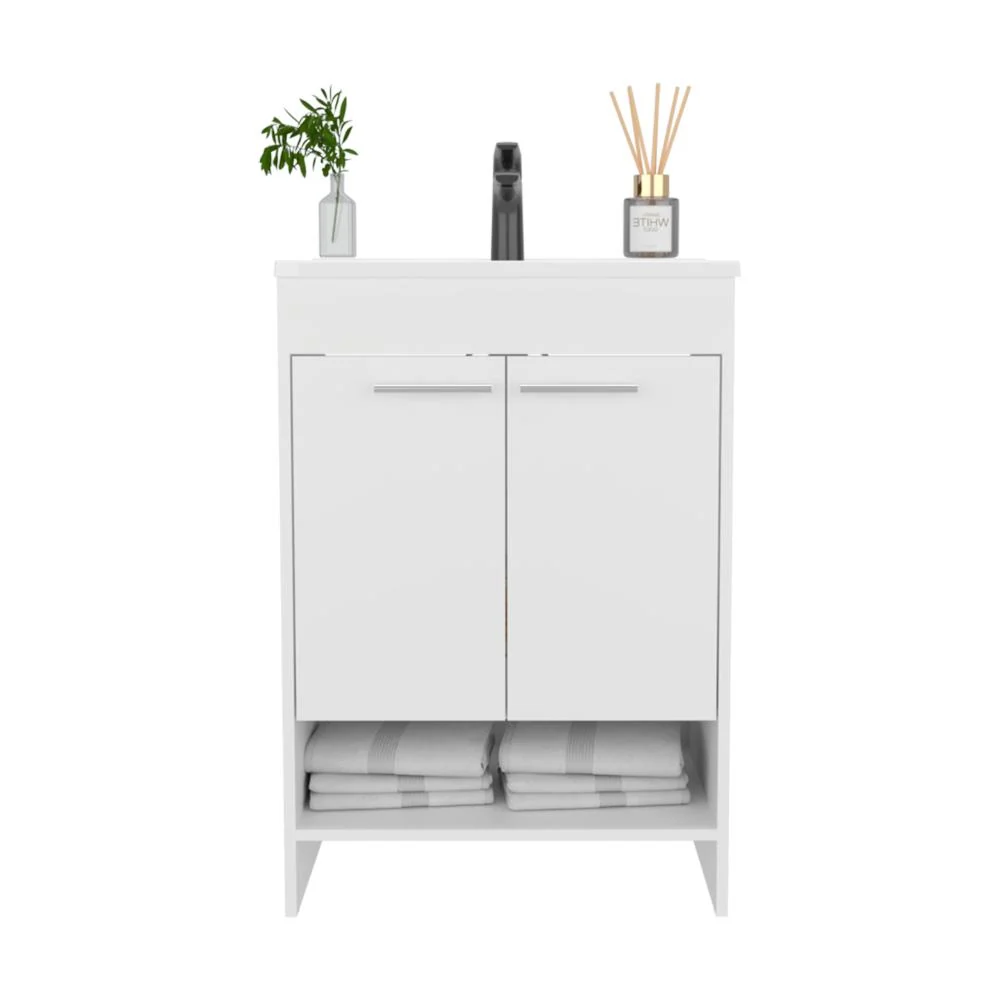 Mueble Para Lavamanos Lorenzo, Blanco Duqueza, Incluye Lavamanos Praia 60 ZF Virtual Muebles ZF