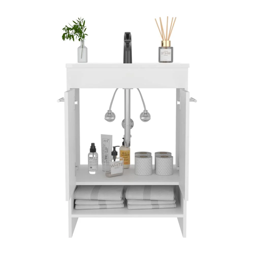 Mueble Para Lavamanos Lorenzo, Blanco Duqueza, Incluye Lavamanos Praia 60 ZF Virtual Muebles ZF