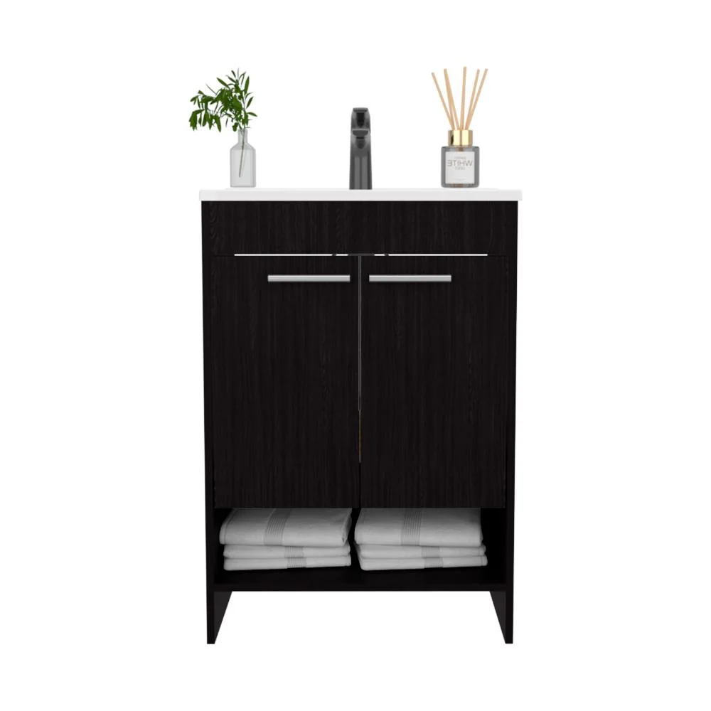 Mueble Para Lavamanos Lorenzo, Wengue, Incluye Lavamanos Praia 60 ZF Virtual Muebles ZF