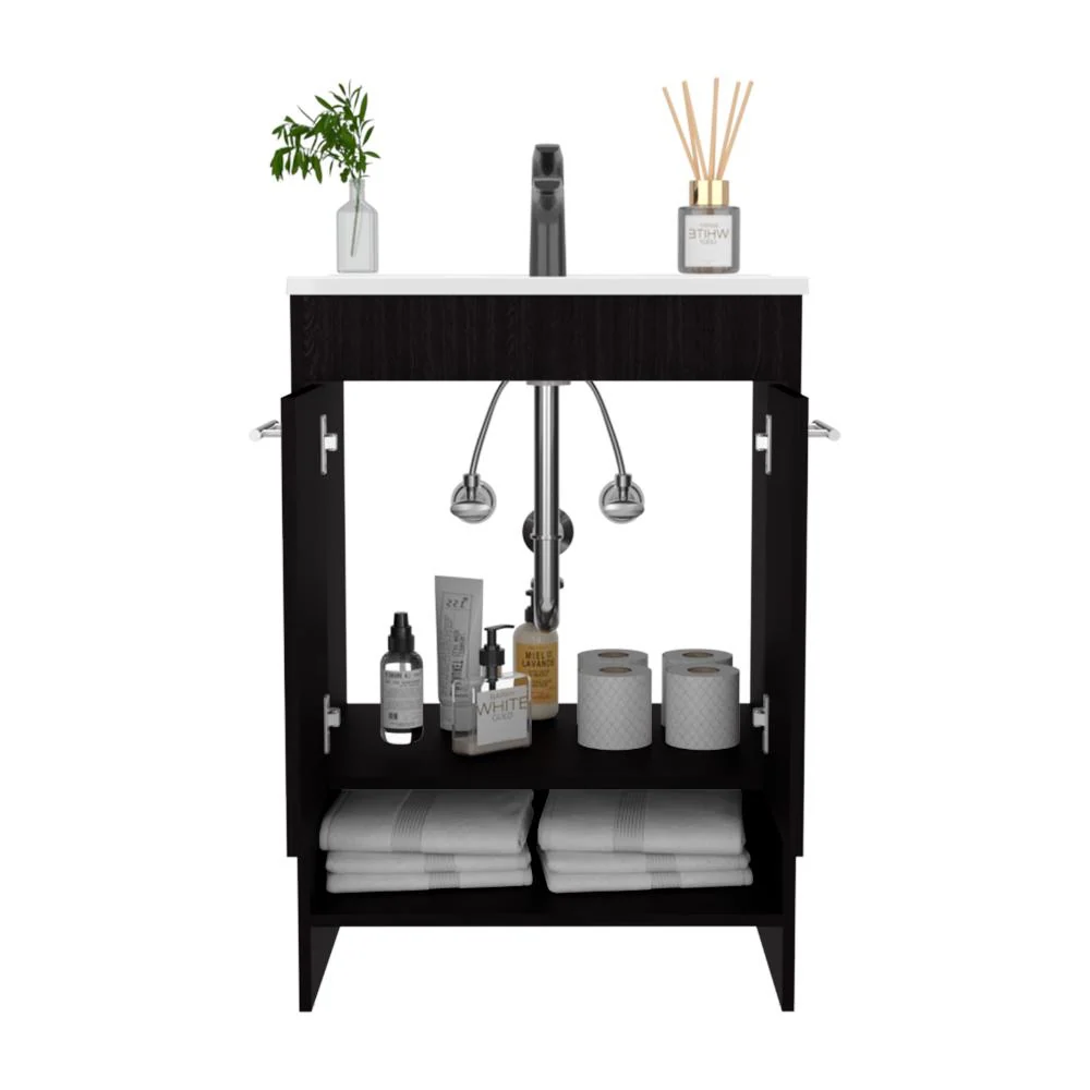 Mueble Para Lavamanos Lorenzo, Wengue, Incluye Lavamanos Praia 60 ZF Virtual Muebles ZF