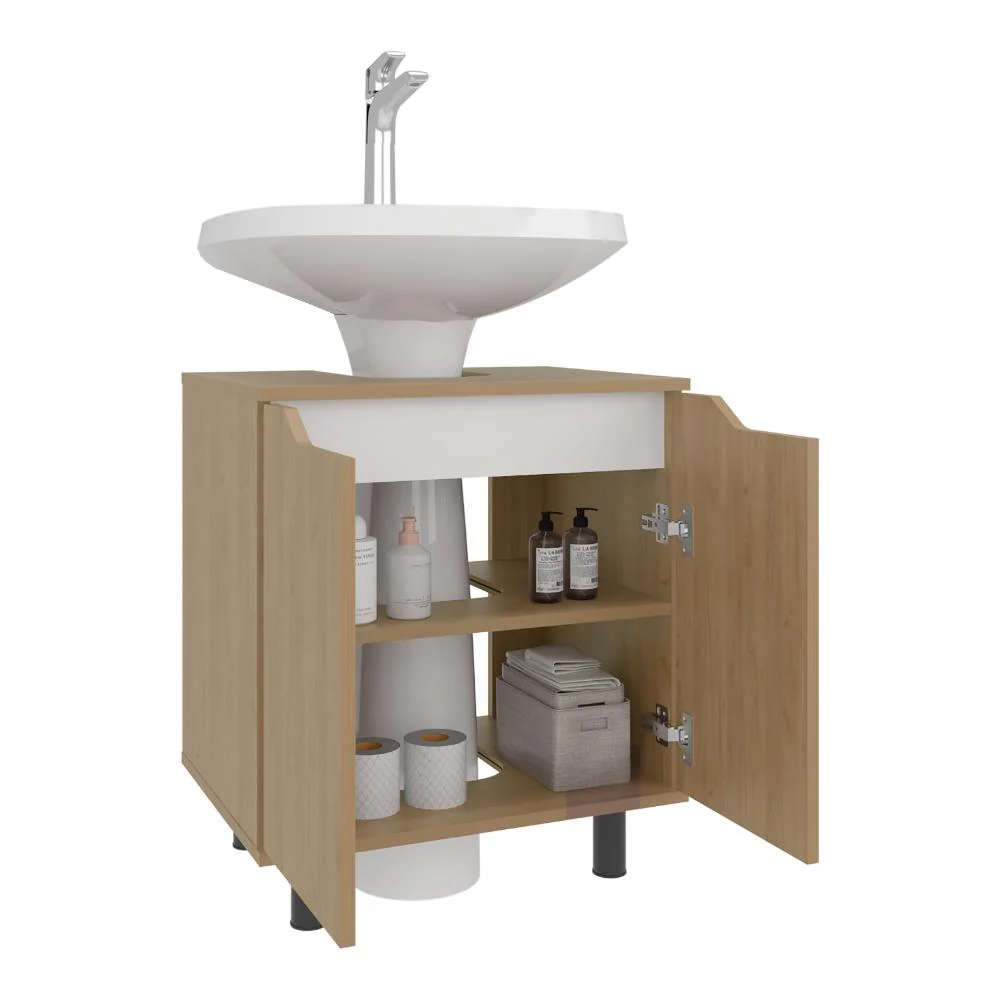 Mueble Para Lavamanos Marlo, Kronos Fresno y Kronos Blanco, No incluye Lavamanos Virtual Muebles ZF