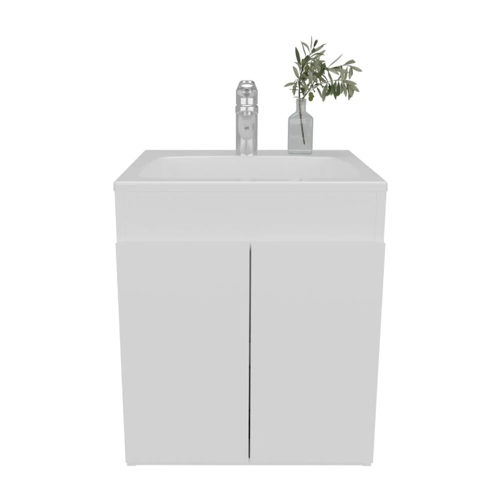 Mueble Para Lavamanos Meka, Blanco Duqueza, Incluye Lavamanos Praia 45 ZF Virtual Muebles ZF