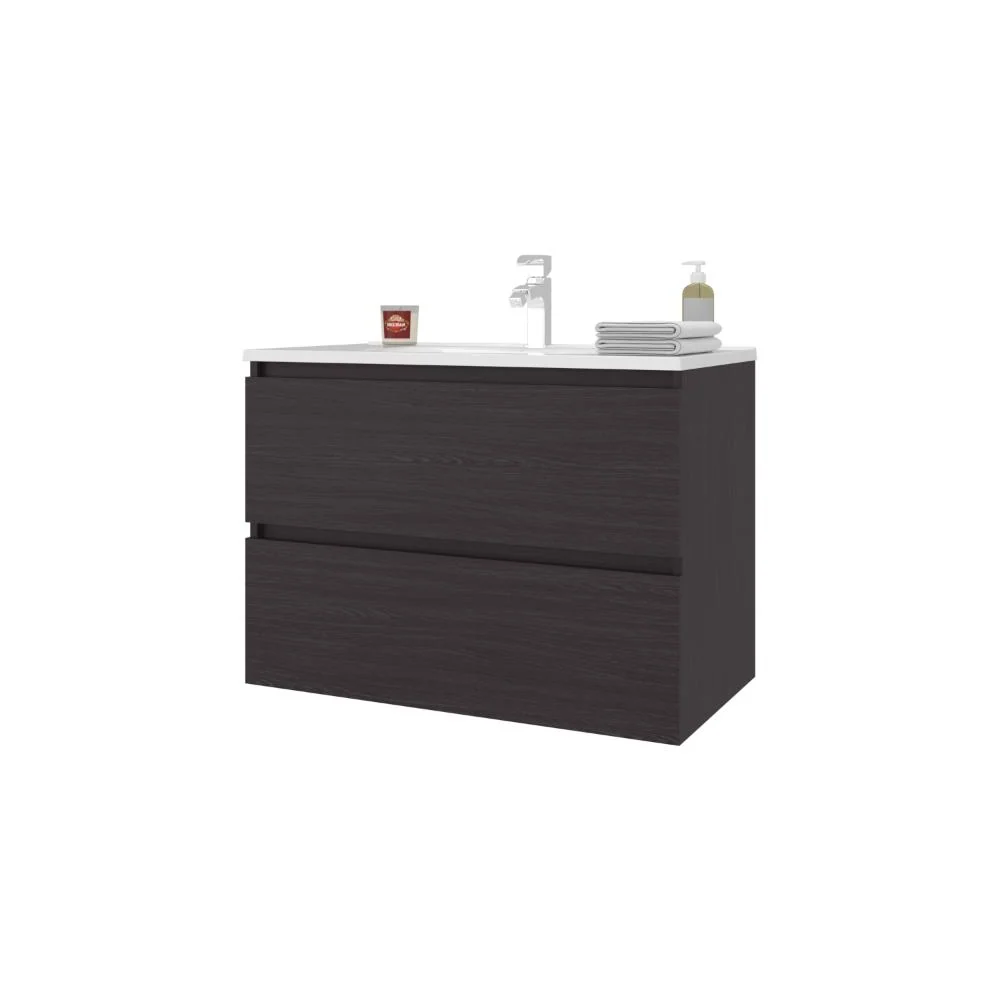Mueble Para Lavamanos Opalo, Wengue, Incluye Lavamanos Praia 80 ZF Virtual Muebles ZF