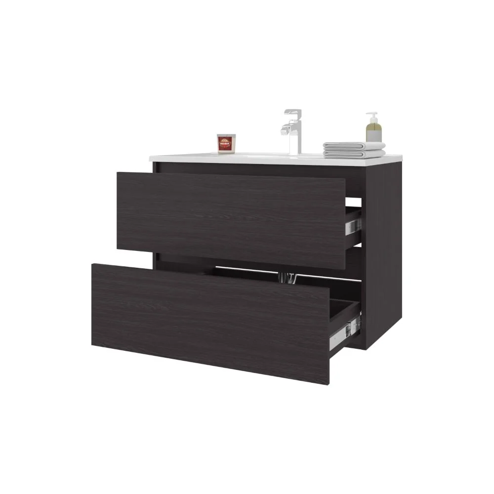 Mueble Para Lavamanos Opalo, Wengue, Incluye Lavamanos Praia 80 ZF Virtual Muebles ZF