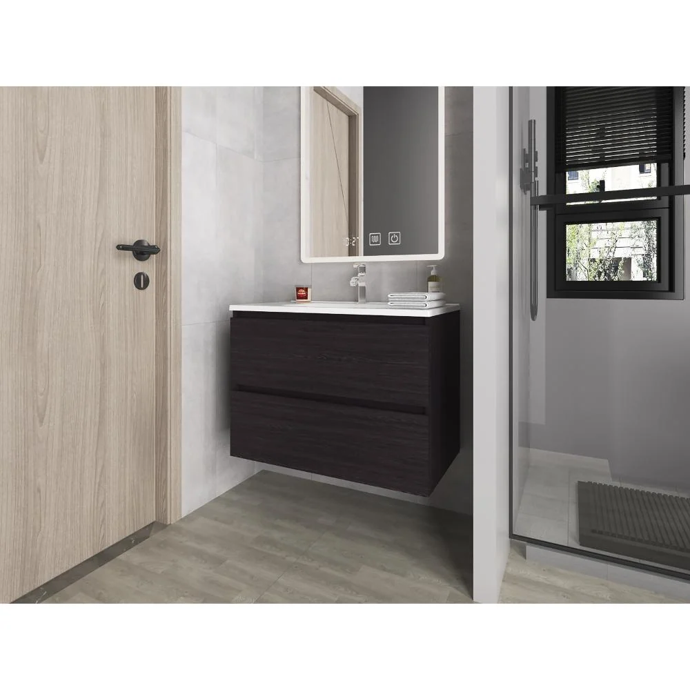 Mueble Para Lavamanos Opalo, Wengue, Incluye Lavamanos Praia 80 ZF Virtual Muebles ZF
