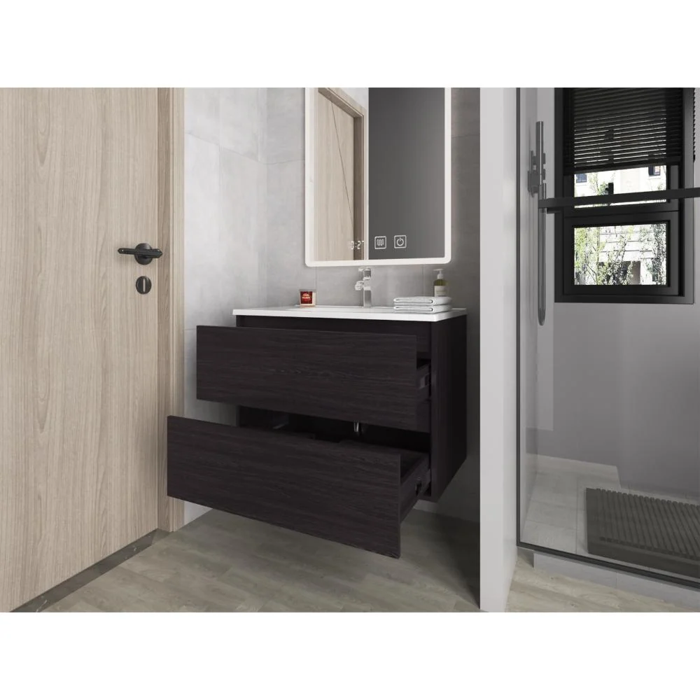 Mueble Para Lavamanos Opalo, Wengue, Incluye Lavamanos Praia 80 ZF Virtual Muebles ZF