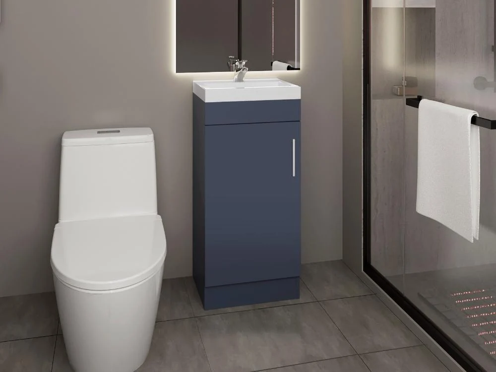 Mueble para Lavamanos Oporto, Kronos Azul, con Una Puerta Abatible Virtual Muebles ZF