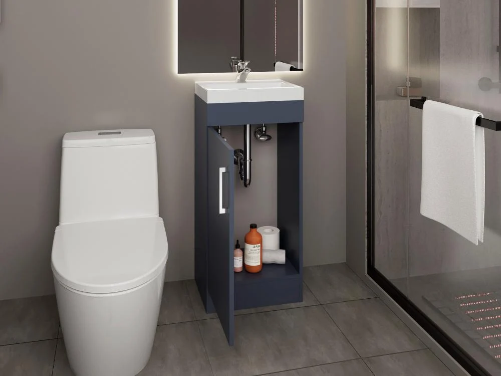 Mueble para Lavamanos Oporto, Kronos Azul, con Una Puerta Abatible Virtual Muebles ZF