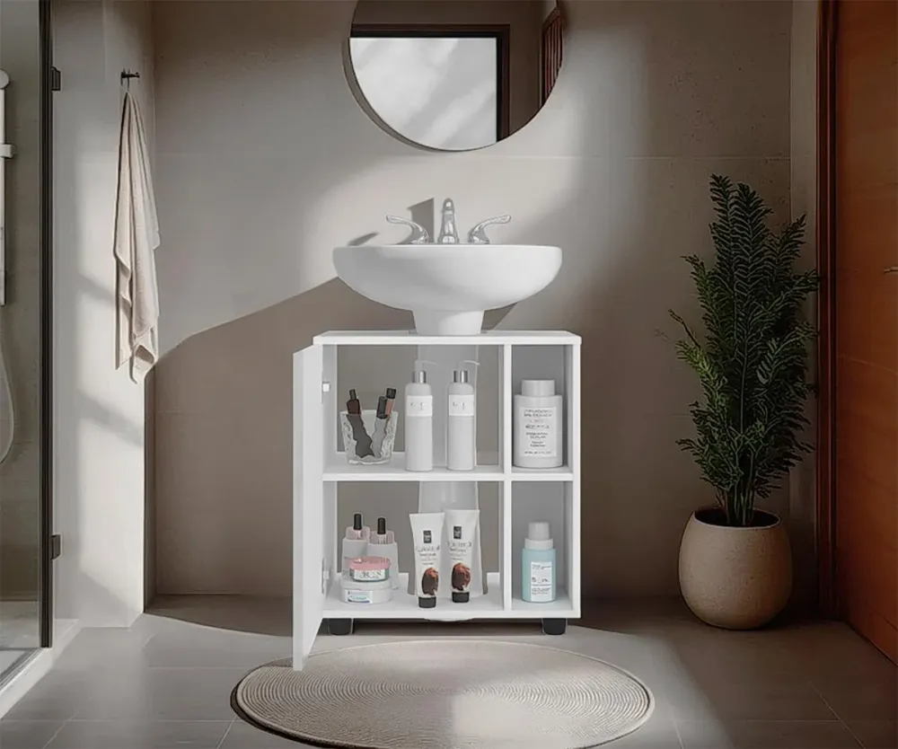 Mueble Para Lavamanos Pascuale, Blanco Duqueza, No incluye Lavamanos ZF Virtual Muebles ZF