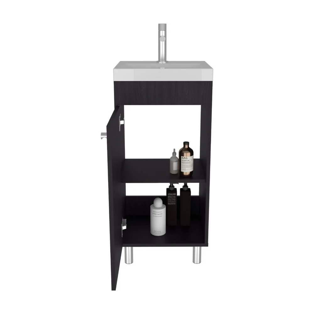 Mueble para Lavamanos Rivera, Wengue, con patas en acero y con gran espació para colocar objetos ZF Virtual Muebles ZF