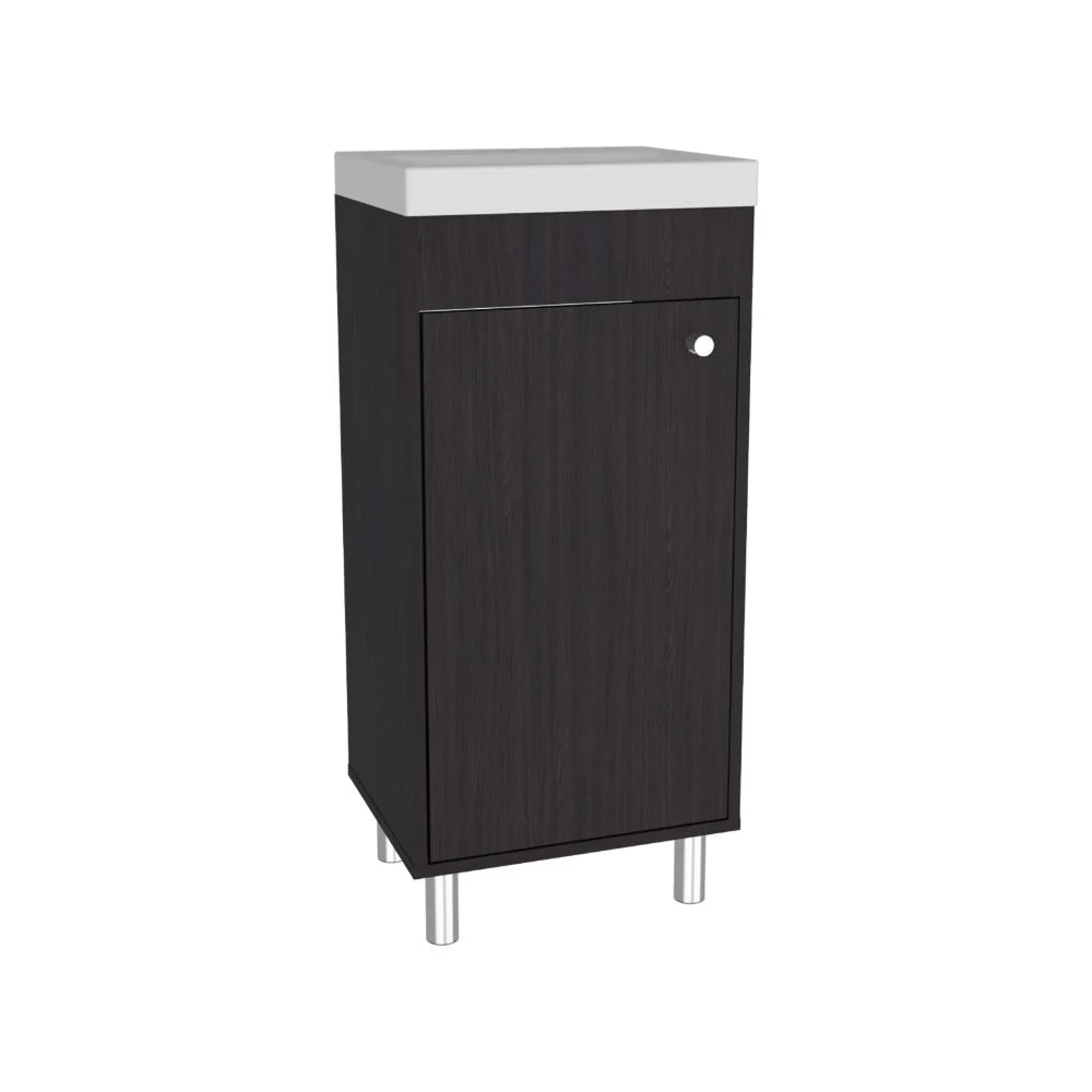 Mueble para Lavamanos Rivera, Wengue, con patas en acero y con gran espació para colocar objetos ZF Virtual Muebles ZF