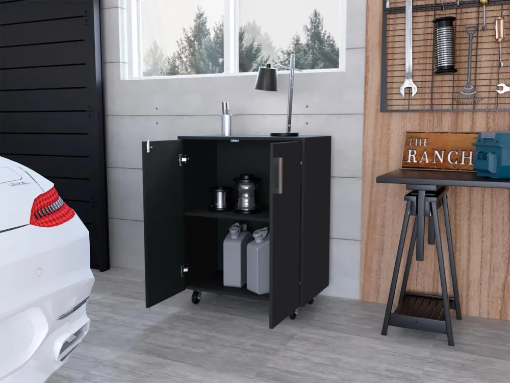 Organizador para Garaje Based, Wengue, con cerradura y llave para puerta ZF Virtual Muebles ZF