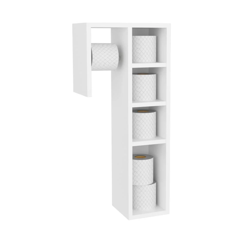 Organizador Para Papel Higienico Toilet, Kronos Blanco, con espacio para colocar objetos ZF Virtual Muebles ZF