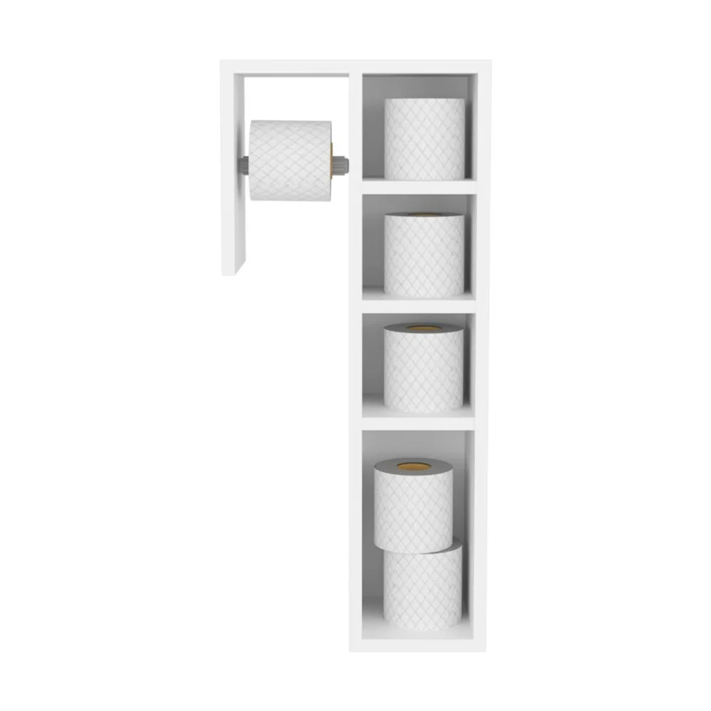 Organizador Para Papel Higienico Toilet, Kronos Blanco, con espacio para colocar objetos ZF Virtual Muebles ZF