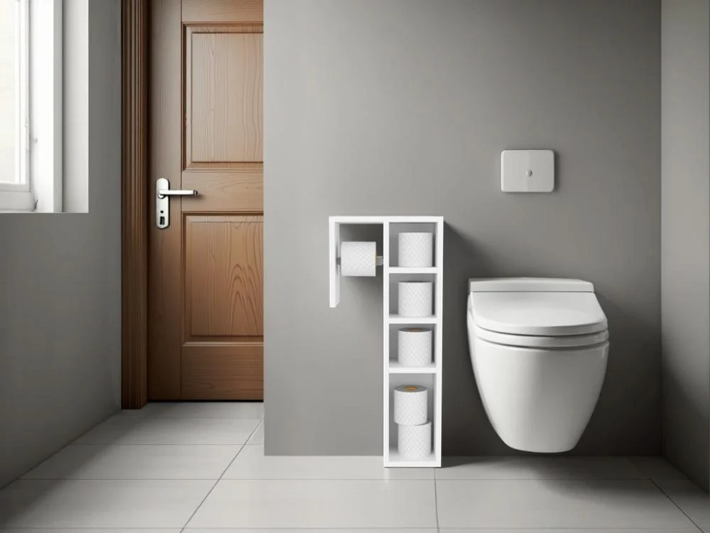 Organizador Para Papel Higienico Toilet, Kronos Blanco, con espacio para colocar objetos ZF Virtual Muebles ZF