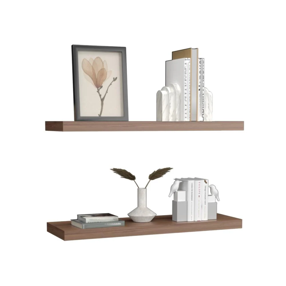 Repisa Flotante Maca X2, Café Espresso, con espacio para ubicar objetos ZF Virtual Muebles ZF