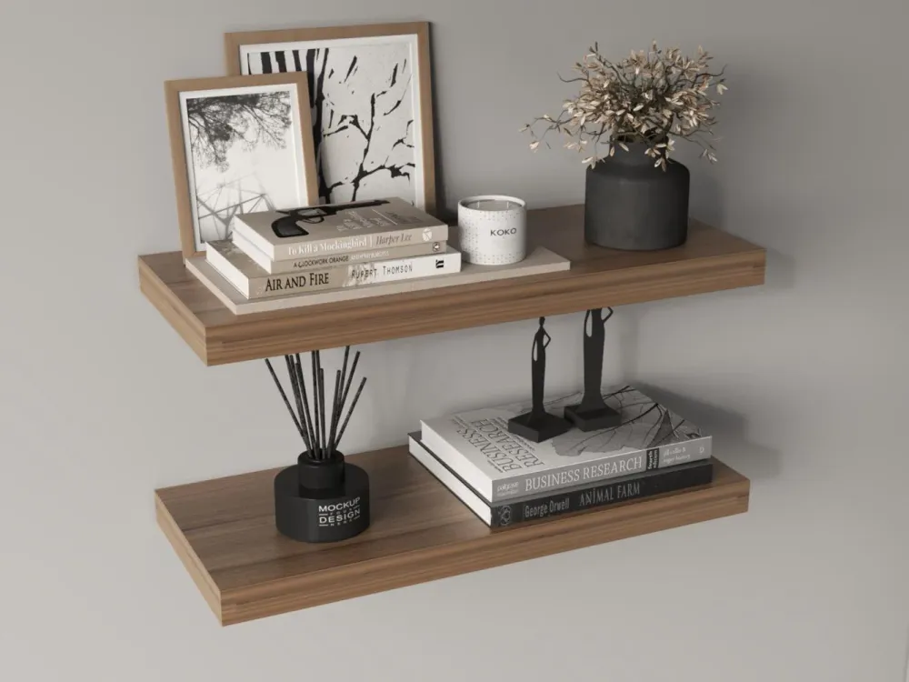 Repisa Flotante Maca X2, Café Espresso, con espacio para ubicar objetos ZF Virtual Muebles ZF