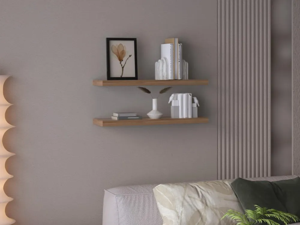 Repisa Flotante Maca X2, Café Espresso, con espacio para ubicar objetos ZF Virtual Muebles ZF