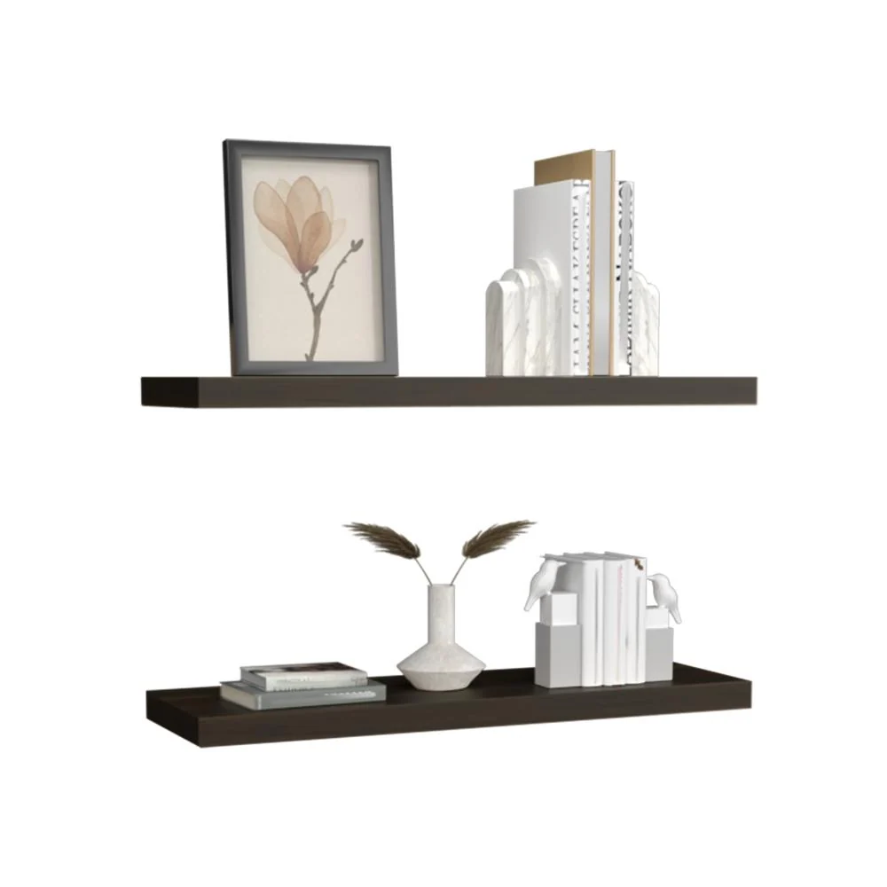 Repisa Flotante Maca X2, Caoba, con espacio para ubicar objetos ZF Virtual Muebles ZF