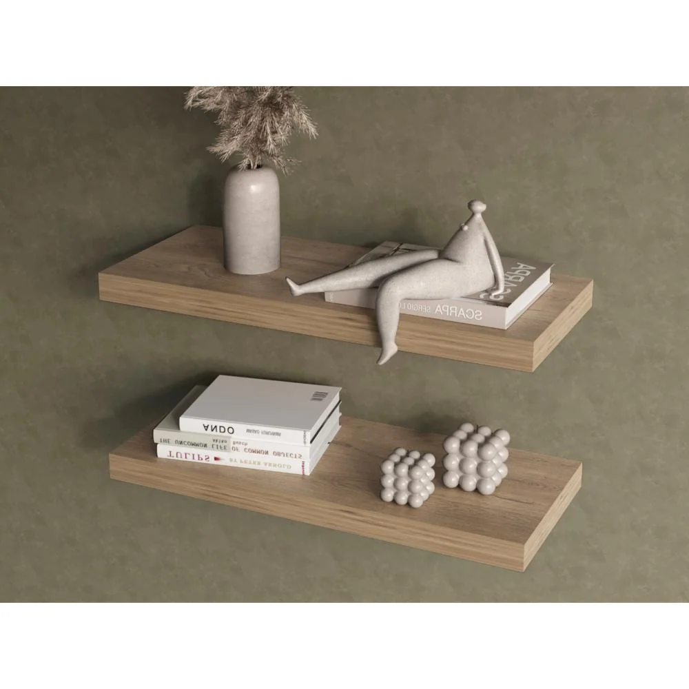 Repisa Flotante Maca X2, Macadamia, con espacio para ubicar objetos ZF Virtual Muebles ZF