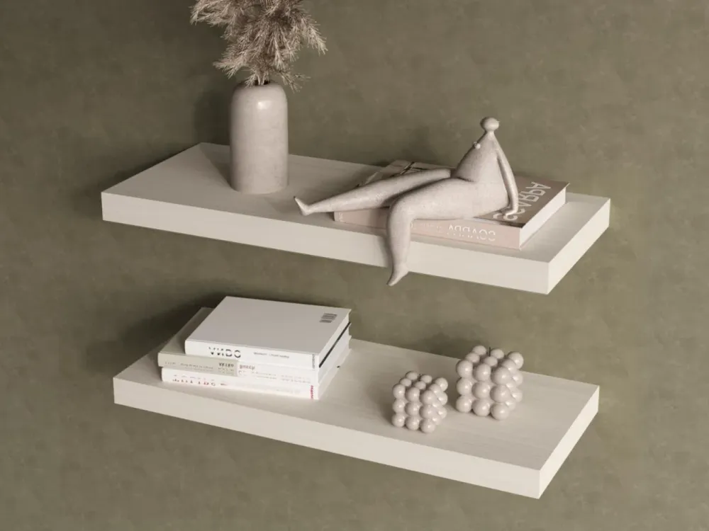 Repisa Flotante Maca X2, Nevado, con espacio para ubicar objetos ZF Virtual Muebles ZF
