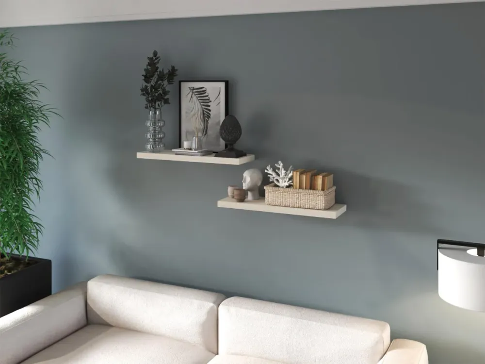Repisa Flotante Maca X2, Nevado, con espacio para ubicar objetos ZF Virtual Muebles ZF