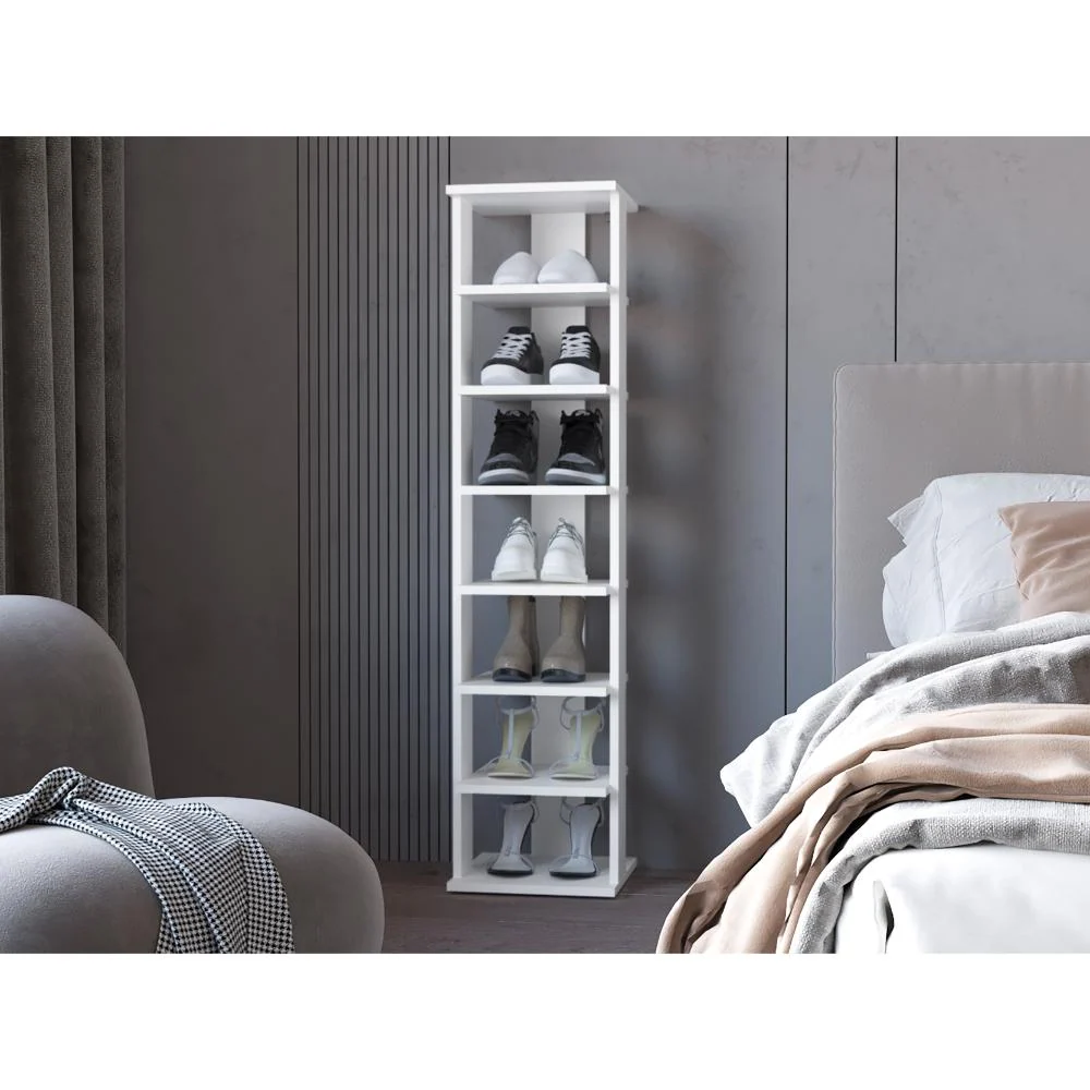 Zapatero Odes, Blanco, con siete entrepaños ZF Virtual Muebles ZF