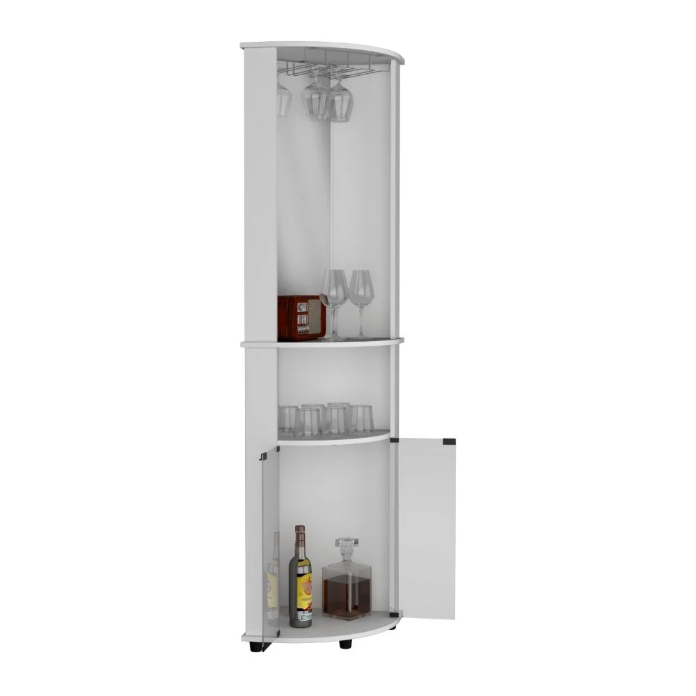 Bar Esquinero Chicago, Blanco Duqueza, con colgador de copas VM Hogar