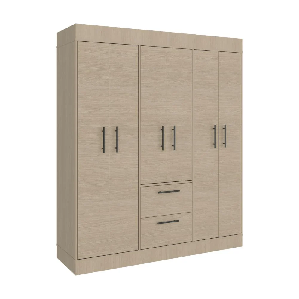 Closet Aura, Cartagena y Wengue, Con 6 Puertas y 2 Cajones VM Hogar