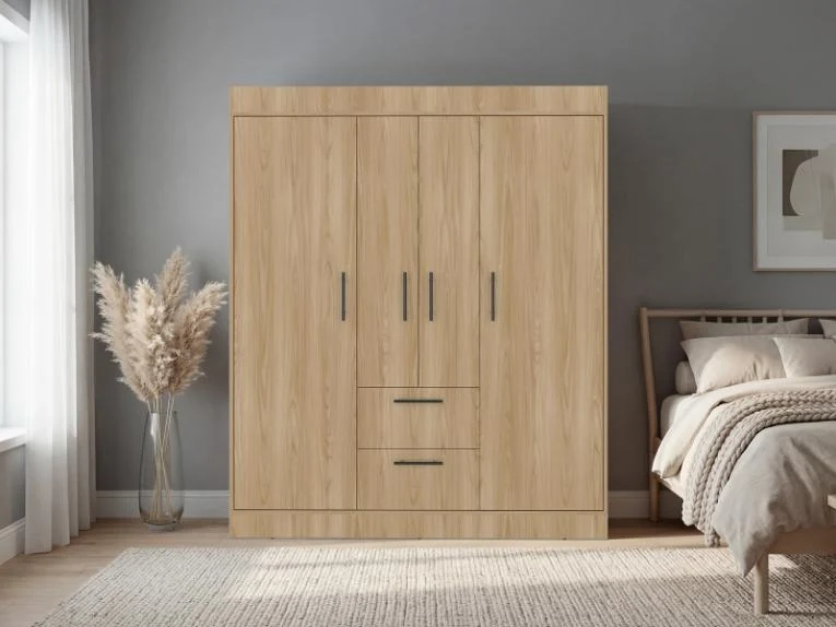 Closet Aura II, Fresno Europeo y Wengue, con 4 puertas y dos cajones VM Hogar