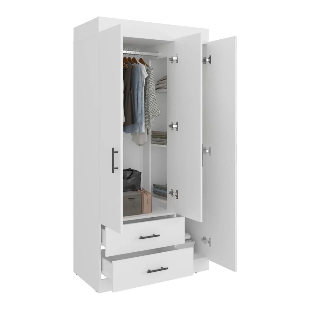Closet Houston, Blanco Duqueza, Con Cuatro Puertas Batientes y Dos Cajones Con Amplio Espacio De Almacenamiento VM Hogar