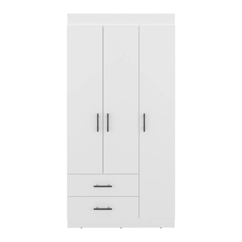 Closet Houston, Blanco Duqueza, Con Cuatro Puertas Batientes y Dos Cajones Con Amplio Espacio De Almacenamiento VM Hogar