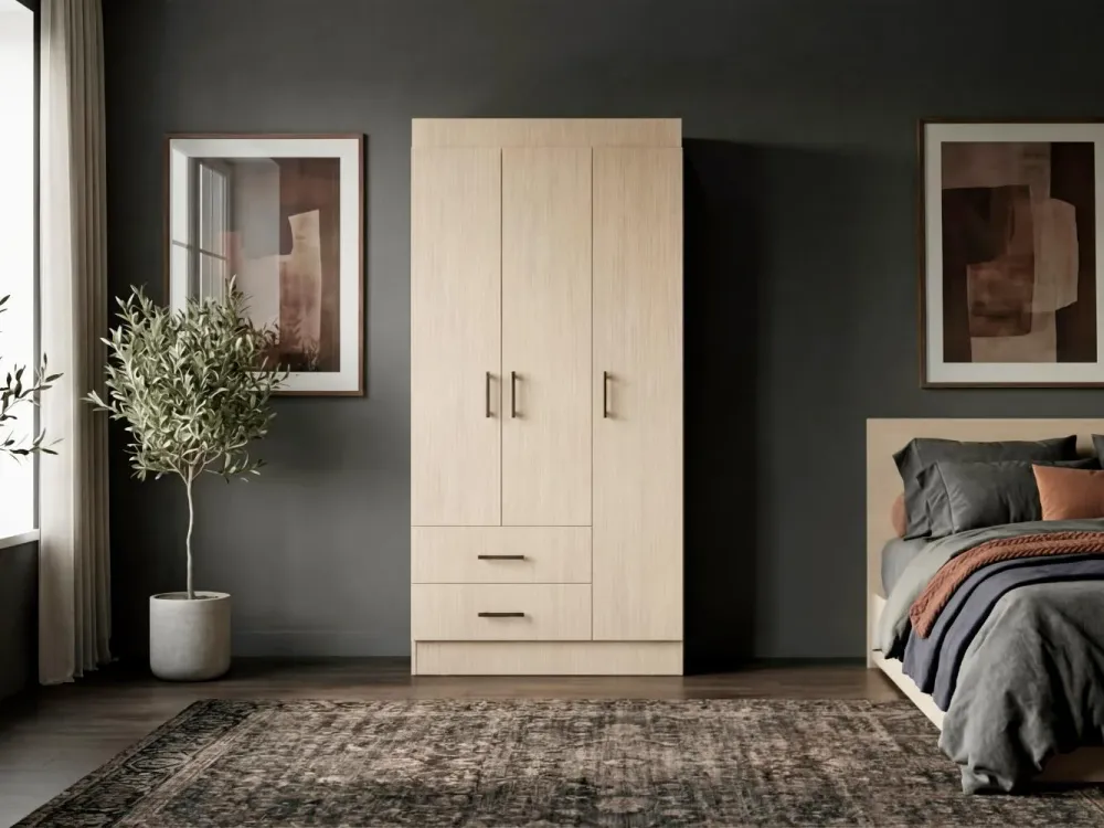 Closet Houston , Cartagena y Wengue , Con tres puertas batientes y dos cajones con amplio espacio de almacenamiento VM Hogar