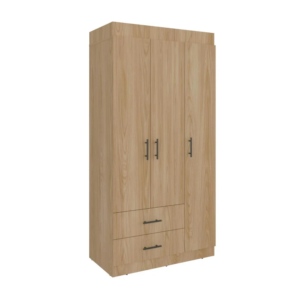 Closet Houston, Fresno Europeo y Wengue, Con Tres Puertas Batientes y Dos Cajones Con Amplio Espacio De Almacenamiento VM...
